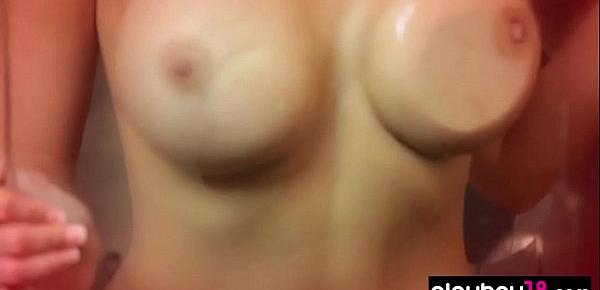  Busty amateur beauties introducing their shaved pussies